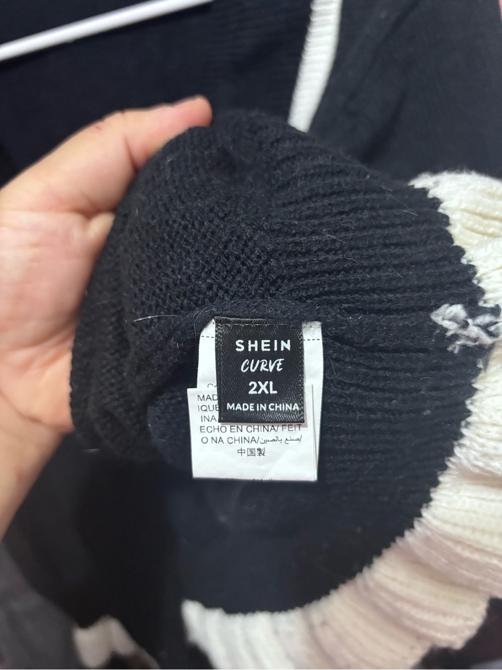 SHEIN Black & Cream Striped Knit Sweater